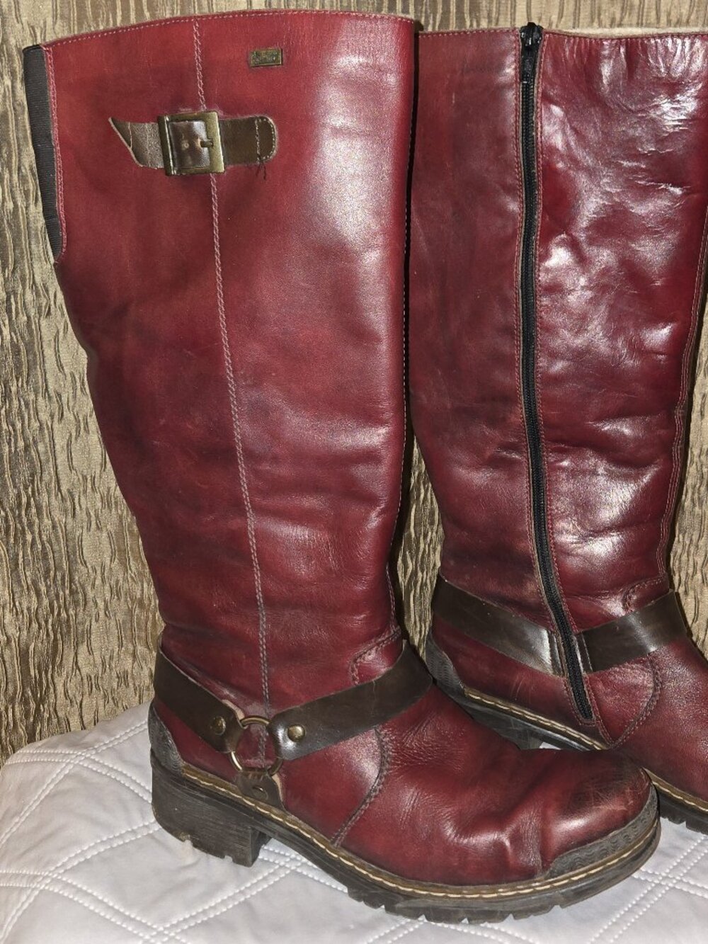 Rieker Red Moto/Combat-Style Leather Boot